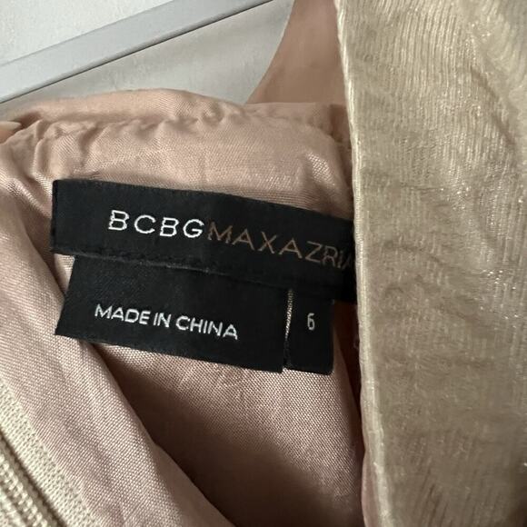 BCBG Max Azria Party Dress 6 Gold Silk Blend Metallic Sequin Waist Balloon Hem - Picture 8 of 12